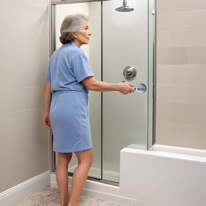2Pack DwellDecor Grab Bars for Bathtubs and Showers, Shower Handles for Elderly Suction, Handicap Grab Bar, Suction Shower Grab Bars for Seniors, Bathroom Grab Bars, Shower Bars Safety, 12inch, Black