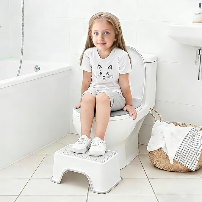 5 Inch Height Step Stool, 11.8" L x 7.5" W Toddler Step Stool, One Step Stools for Kids, Small Child Foot Stool for Bed, Bathroom, Toilet, Potty Training - Gray 11.8" L x 7.5" W x 5‘’H