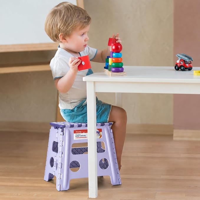 ACSTEP 13 Inch Folding Step Stool,Foldable Step Stools for Kids and Adults 300 LB Capacity, 300 LB Capacit Suitable for Kitchen Fishing (Purple)