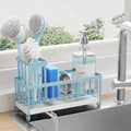 Cisily Sponge Holder for Kitchen Sink, Sink Caddy Organizer with High Brush Holder, Kitchen Countertop Organizers and Storage Essentials, Rustproof 304 Stainless Steel (Blue, 9.25″)