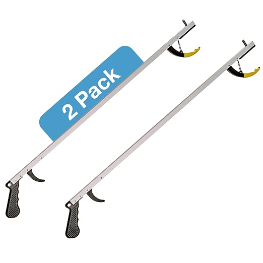 Sammons Preston Reacher, Standard 32", Grabber Reacher Tool, Lightweight Trash Picker Grabber & Garden Nabber, Aluminum Picker Up Tool & Reaching Claw, Portable Reaching Assist & Dressing Tool, 2 Pack