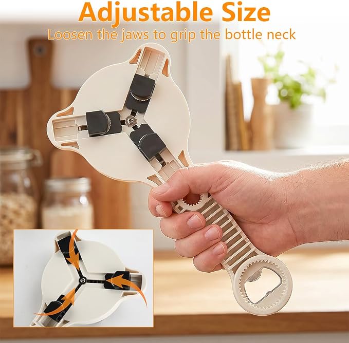 4-In-1 Jar Opener Adjustable Jars Opener for Seniors Women Week Hand Cap Crack Bottle Lid Openers Grippers Kitchen Must Haves Tools Gadgets Unique Gifts for Elderly Mom Dad Old People Pampered Chef