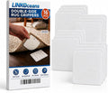 16 Pcs Rug Grippers Non Slip for Hardwood Floors & Tiles, Double-Sided Reusable Carpet Tape, No Residue Rug Corner Grippers Keep Area Rugs & Corners Flat, Cuttable, Renter Friendly