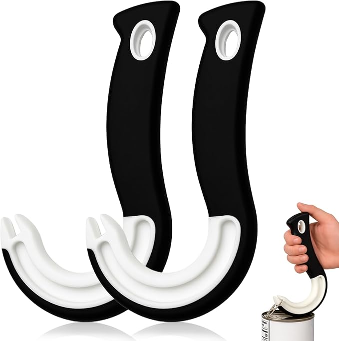 2-Pack Hook-shaped Can Opener, Easy-Grip Ring Pull Can Opener for Soda, Fruit Cans, Food Cans & Tins for Kitchen Use