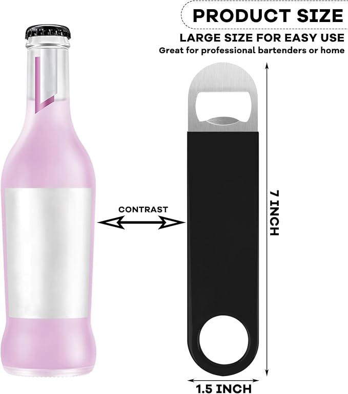 KTOJOY Bottle Opener, 3 Pack Speed Openers, Stainless Steel Flat, Matte Finish, Easy Grip, for Kitchen, Bar or Restaurant, Black