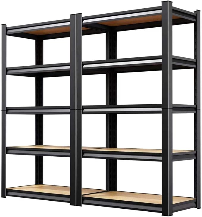 (2-Pack) 71" H-28 W-12 D Garage Shelving - 5 Tier Heavy Duty Metal Storage Shelves, Adjustable Steel Rack Units, Industrial Utility Shelving for Pantry, Basement, Warehouse & Home Organization