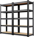 (2-Pack) 71" H-28 W-12 D Garage Shelving - 5 Tier Heavy Duty Metal Storage Shelves, Adjustable Steel Rack Units, Industrial Utility Shelving for Pantry, Basement, Warehouse & Home Organization