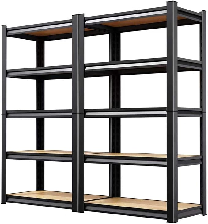 2-Pack Garage Shelving for Home Storage & Multi-Room Organization, 71" H x 28" W x 14" D 5-Tier Adjustable Metal Storage Rack for Tools, Household Essentials, Garage, Pantry & Basement Storage