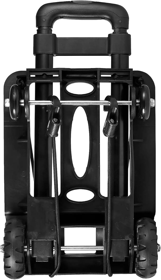 HOZEON Folding Hand Truck, 88 Lbs 40 KG Heavy Duty 4-Wheel Solid Construction Utility Cart for Luggage, Lightweight Compact Portable Fold Up Dolly for Luggage, Travel, Shopping Moving, Office, Black