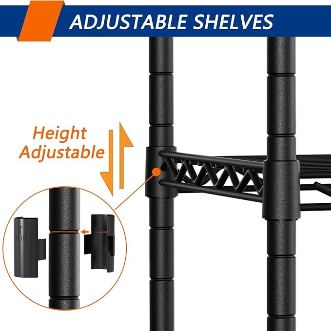 REGILLER 5-Shelf Adjustable Heavy Duty Storage Shelving Unit,Metal Organizer Wire Rack for Laundry Bathroom Kitchen Pantry Closet(Black,14" D x 36" W x 71.9" H)