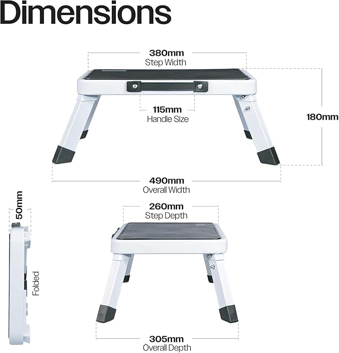 Foldable Step Stool, Adjustable Step Stool with a Non-Slip Platform, Step Ladder with Thick Rubber Feet for Adults Children in Kitchen, Bedroom, Office, Rv, 330 Lbs Capacity
