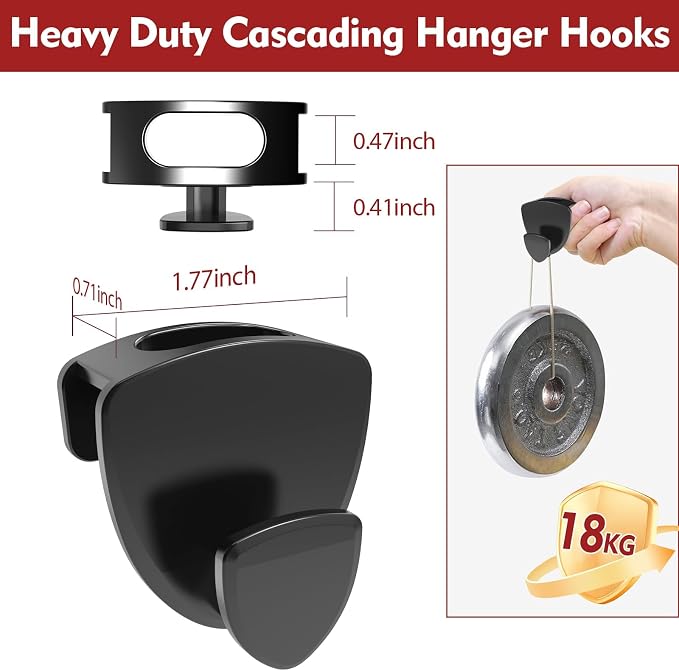 Latoxcaa Space Saving Standard Hanger Hooks 100Pcs, Upgrade Heavy Duty Space Saver Hangers Connector Hooks for Clothes, Premium Hanging Closet Organizer for Dorm, Ganchos para Colgar Ropa, Black