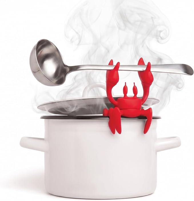 OTOTO Red The Crab Silicone Utensil Rest - Kitchen Gifts, Silicone Spoon Rest - Heat-Resistant Kitchen - Steam Releaser, Chopstick Rests & Holders