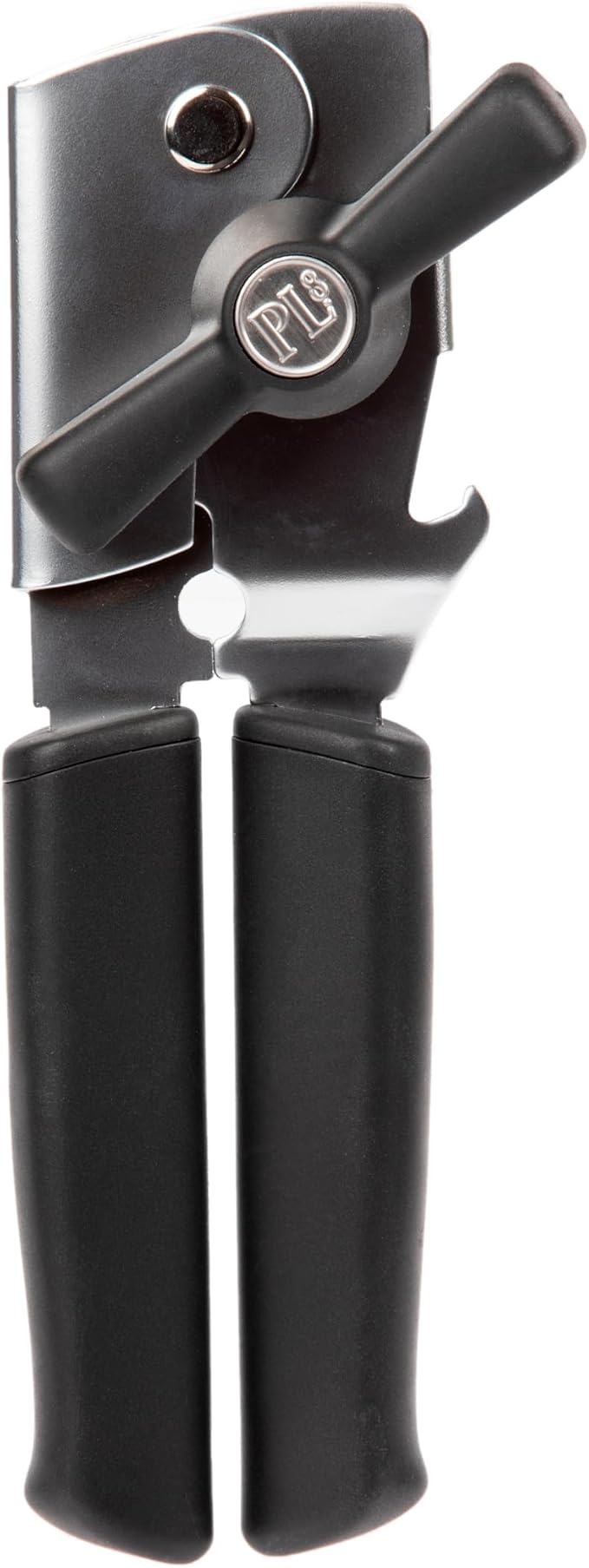 PL8 Can Opener - Stainless Steel Cutting Wheel for smooth edge, Ergonomic Soft-Grip Handles, Built-In Bottle Opener, Durable and Easy to Clean Kitchen Tool