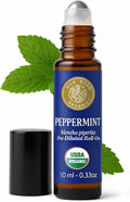Silk Road Organic Peppermint Essential Oil Roll on for Head Tension, Nausea, Morning Sickness, Energy & Focus – 10ml USDA Certified Aromatherapy Roller - Always Pure, Always Organic
