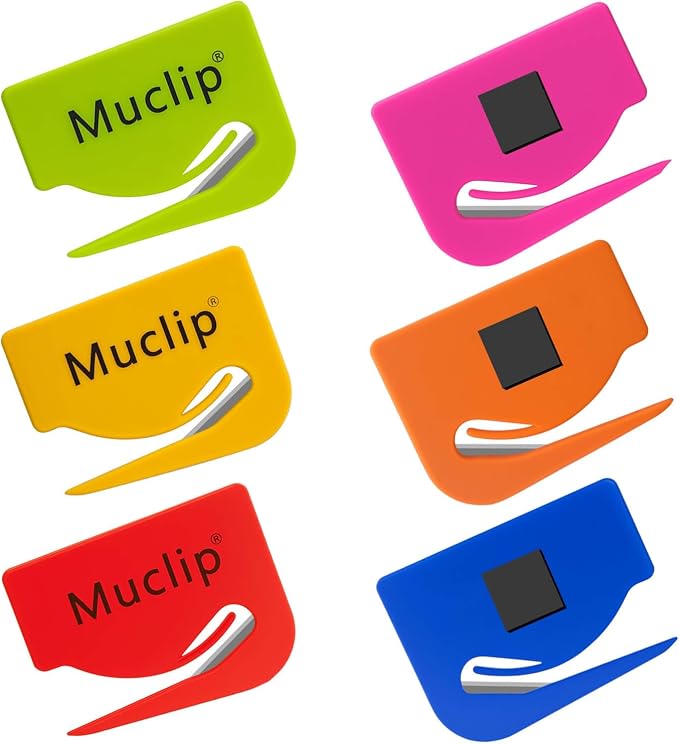 6 Pack Magnetic Letter Opener Kit - Safety Envelope Slitter with Hidden Blade & ABS Grip,6 Colors Envelope Opener for Letter,Mail,Packages,Office,Home (Includes 6 Magnetic Stickers)