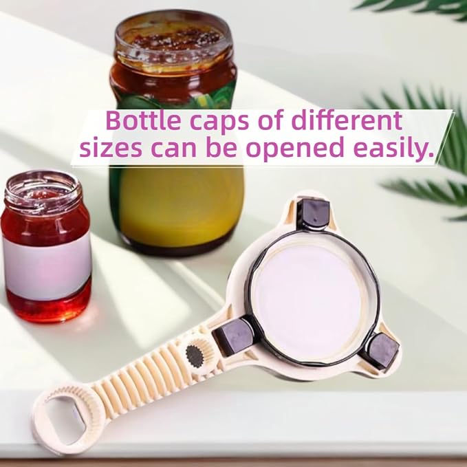 2026 New 4-in-1 Retractable Jar & Bottle Opener - Adjustable Stainless Steel Lid Remover Tool, Fits 1’‘-3.5’’ Jars Bottles Cans with Ergonomic Handle & Magnetic Base (1PC)