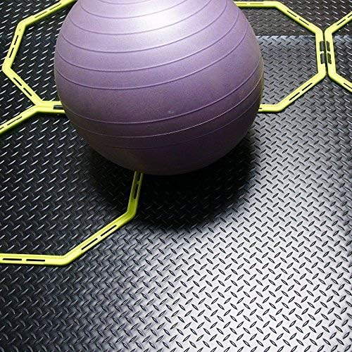 Rubber-Cal Diamond-Plate Rubber Flooring Roll - 3 mm x 4 ft x 3 ft Roll - Black