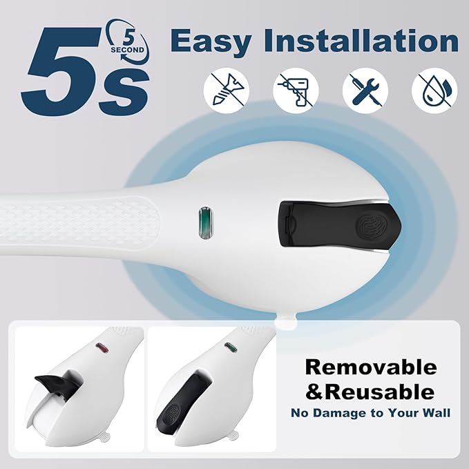 Shower Grab Bar 2 PCS Suction Grab Bars for Bathtubs and Showers, Shower Handle Removable Shower Handrails for Kids, Bathroom Safety Grip Waterproof(White)