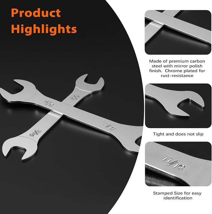 Super-Thin Open End Wrench, 3mm Ultra Thin Open End Wrenches 8 Size Chrome Vanadium Steel Wrench for Tight Spots Repair