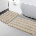Turquoize Chenille Bathroom Rugs Set Non-Slip Bath Mats Extra Soft and Absorbent Shaggy for Floor Indoor Mat Kitchen/Entryway (20" x 32" and 17" x 24"), Fog