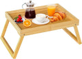 Bamboo Bed Tray Table with Folding Leg, Breakfast in Bed Tray for Eating,TV Table, Laptop Computer,Snack,Sofa or Working, Laptop Desk (1, Beige)
