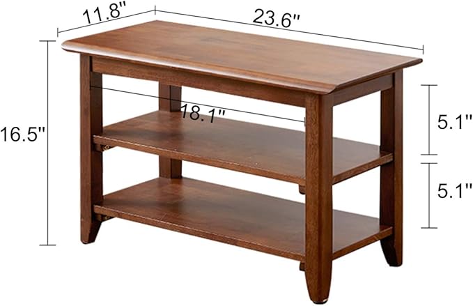 XKZG Shoe Storage Bench Wooden Shoe Rack Bench Rustic Solid Wood Entryway Bench (Brown,23.6")