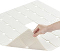 Shower Mat Non Slip Silicone Soft Odorless Bathtub Mat Non Slip No Suction Cups for Refinished,Reglazed and Textured Bath Tub Mat 24 X 24 Inch Beige