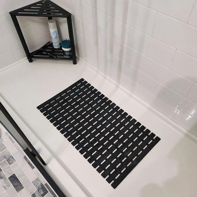 BEMISO Shower Mat Non Slip Bathtub Mat with Suction Cups and Drain Holes 27.5 x15.7 Inch Bath Mat for Tub & Shower.Easy Dry,Easy to Cut,Eco-Friendly