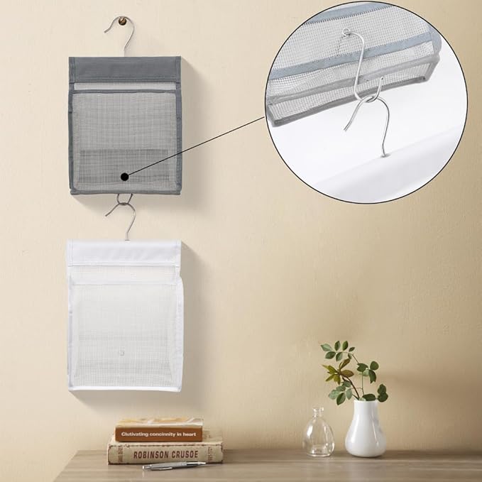 ALYER Hanging Mesh Shower Caddy Organizer Bathroom Storage Bag with Hooks for College Dorm, Gym, Swimming,RV and Travel,Gray