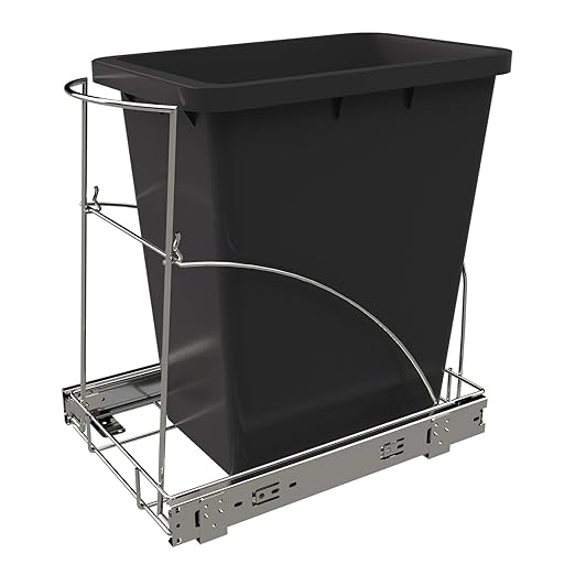 Pull Out Trash Can Under Cabinet & Under Sink - Heavy Duty Sliding Adjustable Cabinet Garbage Can Organizer, Requires Minimum Cabinets Opening 13" W X 18" D,Chrome Finish (Waste Bin Not Included)