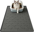 Garoopion Silicone Cat Litter Trapping Mat, Large Waterproof 34.05×22.5 inch Cat Litter Box Mat, Easy to Clean, Black