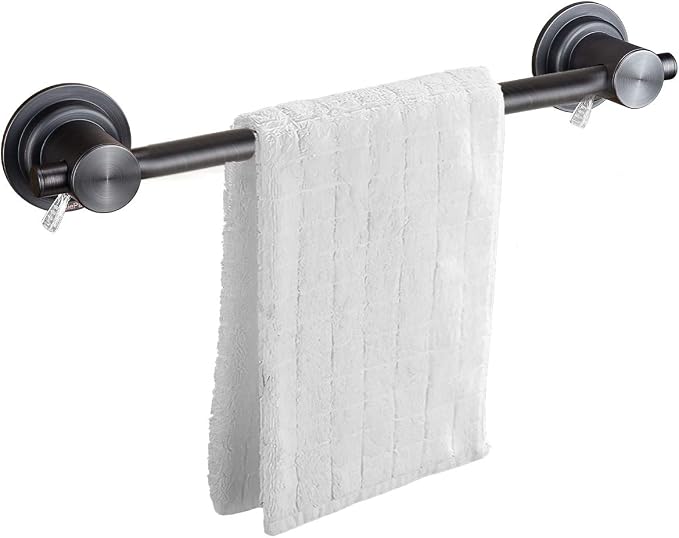 JiePai 16 inch Vacuum Suction Cup Towel Bar,Removeable Shower Mat Rod Shower Door Adhesive Towel Bar Suction Towel Rack (Oil Rubbed Bronze, 16inch)