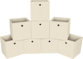 Foldable Storage Cubes Bins ,11 Inch Cloth Storage Cube Fabric Storage Box Cubes Organizer Baskets with Handles for Home Organizer Set of 8 (Creamy-White)