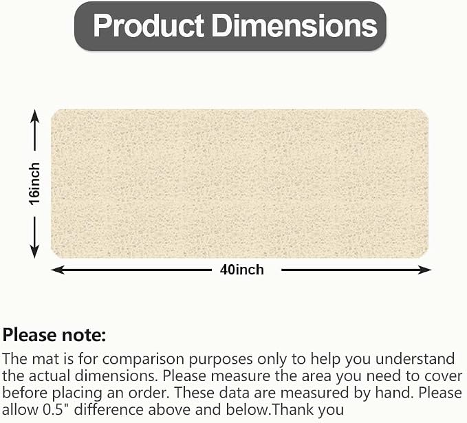 40 x 16 Inch Non Slip Bathtub Mat Extra Long Bathtub Mat, Soft PVC Loofah Bathroom Mats with Drain for Wet Areas, Quick Drying