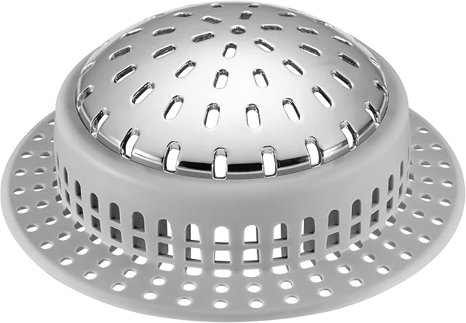 Aluvor Bathtub Drain Hair Catcher Shower Drain Cover Sink Drain Protector for Pop-Up & Regular Drains, Silver Grey