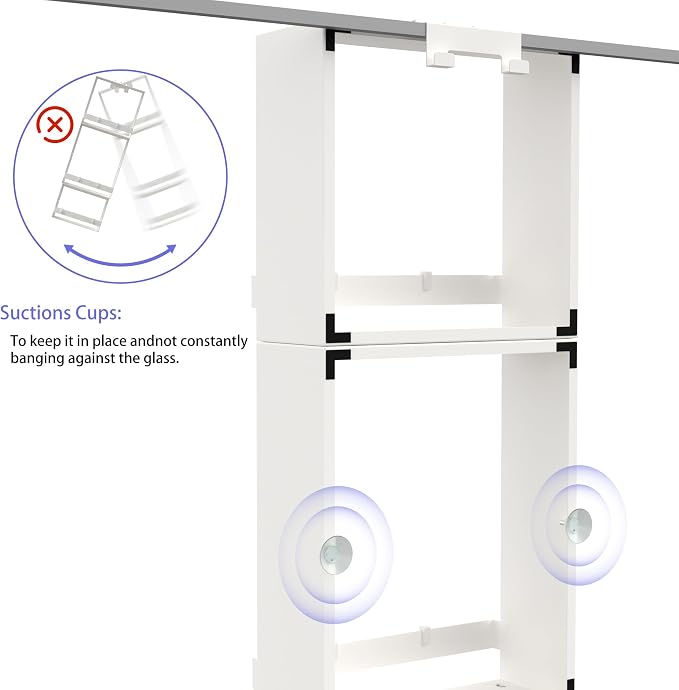 Over the Door Shower Caddy Hanging, 3 Tier Stainless Steel Hanging Shower Caddy with 8 Hooks & 4 Suction Cup, Bathroom Organizers and Storage Rack, Bathroom Decor Shelves Holds Shampoo, Towel - White