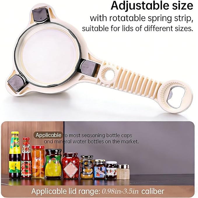 2026 New 4-in-1 Jar Opener ， Adjustable Stainless Steel ， Jar Openers for Seniors & Weak Hands ， Multifunctional Can Opener & Lid Opener for Jars, Bottles & Cans