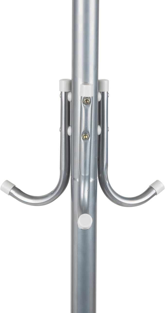 Mind Reader Freestanding Coat Rack, Multi-Tier Organizer for Office and Entryway, Metal, Silver