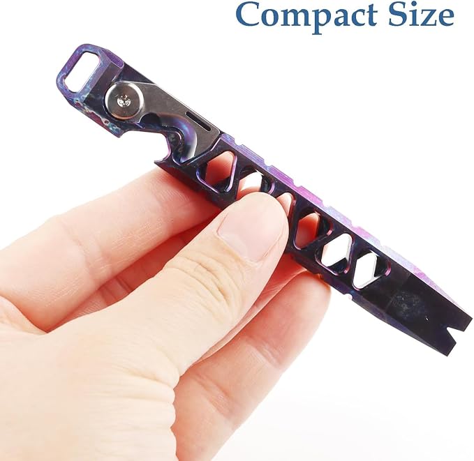 Hamans Pry Bar Titanium Prybar Bottle Opener 4.37" 7-in-1 Multi-Function Tool with Rope Cutter, Bottle Opener, Can Opener, Nail Puller, Box Opener, Lanyard Hole (Multicolor)
