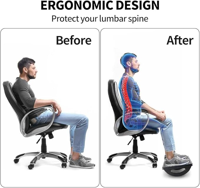 CasaZenith Foot Rest for Under Desk at Work - Ergonomic Foot Stools for Under Office Desk - Rocking Footrest with Roller Massager - Leg Rest for Chair, Computer Gaming -13" L x 9.6" W x 5" H