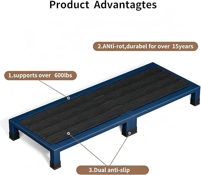 One Step Stool Platform 3.8" Height for Adults, Kids. Heavy Duty/Portable/Nonslip/Durable Construction Safe Step Stool for Bedroom/Kitchen Bed, Bathroom,Kitchen，Garden (Dark Blue)