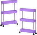 SPACELEAD 2-piece Set Slim Storage Cart 3 Tier,Bathroom Organizer Rolling Utility,Mobile Shelving Unit Slide Out for Office, Kitchen, Laundry Room & Narrow Places