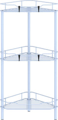 HuggieGems 3 Tier Floor Standing Corner Shower Caddy Organizer Shelf with Hooks, Bathroom Shelves Stand Rack, Blue