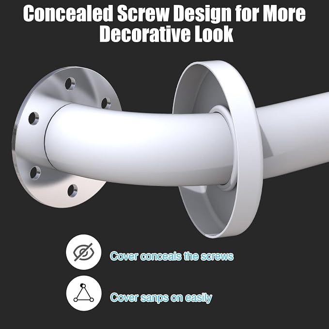 ROTHLEY 12 Inch Grab Bar for Bathtubs and Showers: Stainless Steel Shower Grab Bar Wall Mounted Shower Handle with Concealed Screws for Handicapped Elderly and Seniors (Matte White)