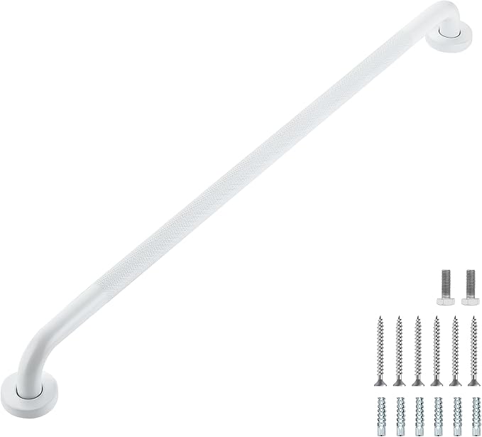 Grab Bars for Shower, 1 Pack 32-Inch Anti Slip Shower Handles for Elderly, Safety Shower Grab Bar, Stainless Steel Handicap Grab Bars for Bathroom (White 1" Diameter)