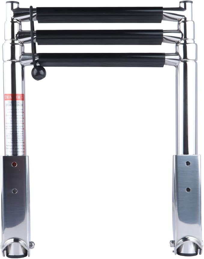 3 Step Boat Ladder, 304 Stainless Steel Telescoping Folding Pontoon Boat Ladder Dock Swim Ladder for Marine Boat Yacht
