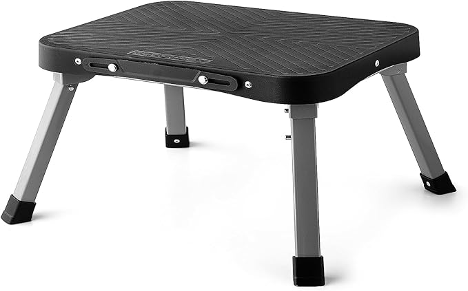 9" Folding Step Stool, Non-Slip 16x12 Large Platform, No Assembly | Sturdy Steel Frame, Portable Compact for Kids Adults Seniors at Indoor Outdoor, Durable & Safe, Kitchen Bedroom RV Office