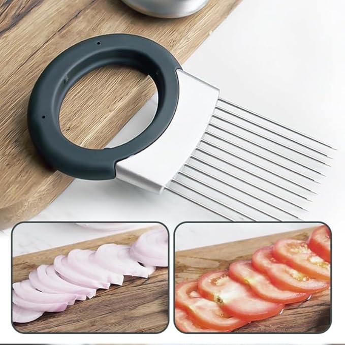 Stainless Steel Onion Slice Holder, Lemon Slicer Vegetable Cutter, Chopper Slicing Assistant Tool for Meat, Onion, Potato, Tomato Home Kitchen Tools (B-1 PCS)