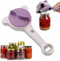 2026 Upgrade 4 in 1 Jar Opener, Multi-function Can & Bottle Caps Opener for Seniors & Weak Hands, Adjustable Stainless Steel Lid Remover for Kitchen Canned Goods (Purple)